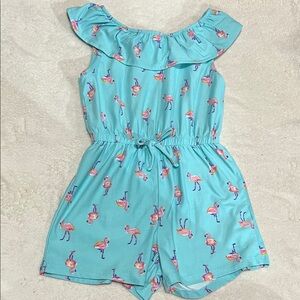 5/$30 Flamingo Print Kids Romper - Blue